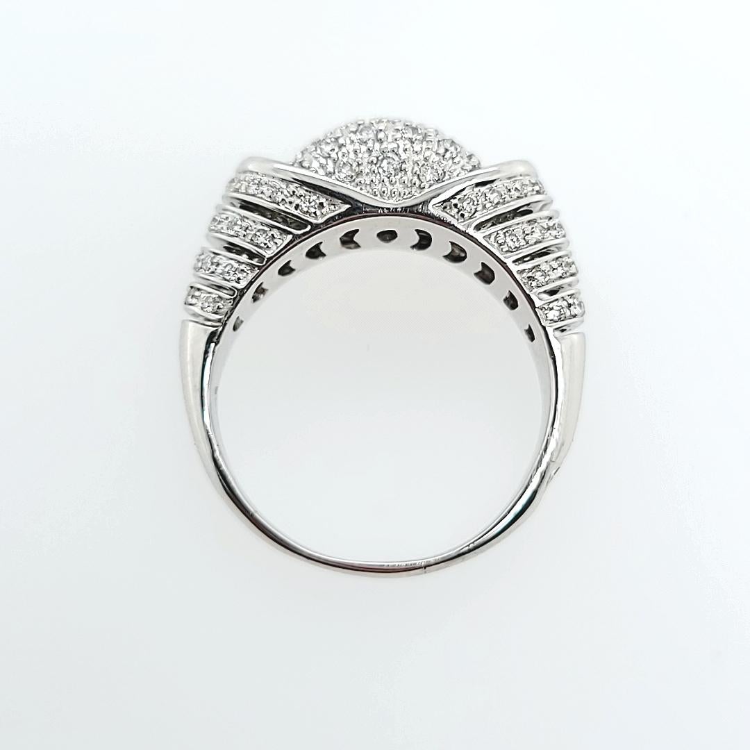 White Gold Pave Diamond Thin Dome Ring In Good Condition For Sale In Coral Gables, FL