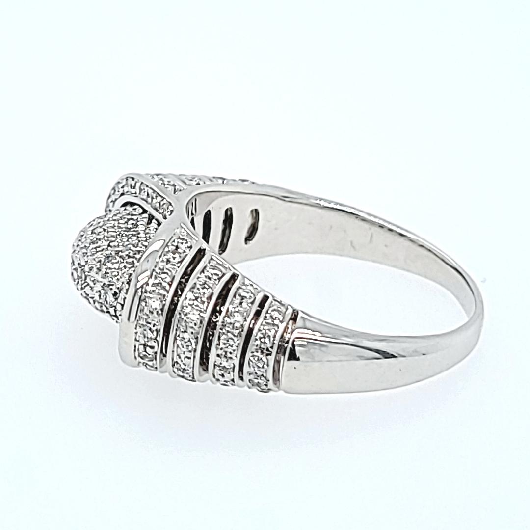 Women's or Men's White Gold Pave Diamond Thin Dome Ring For Sale