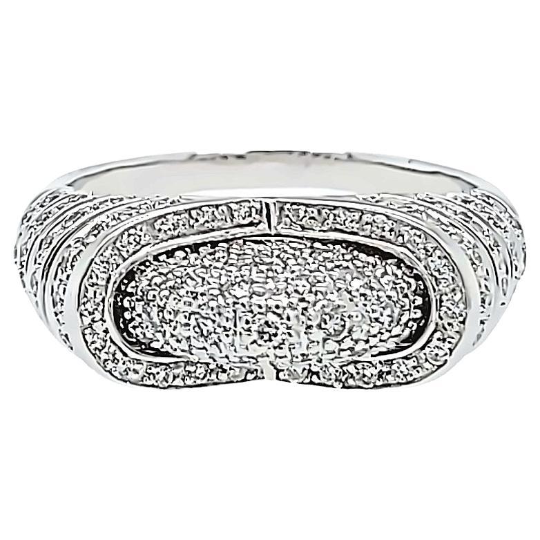 White Gold Pave Diamond Thin Dome Ring For Sale