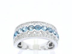 White Gold Pave Ring with Diamonds and Topaz
