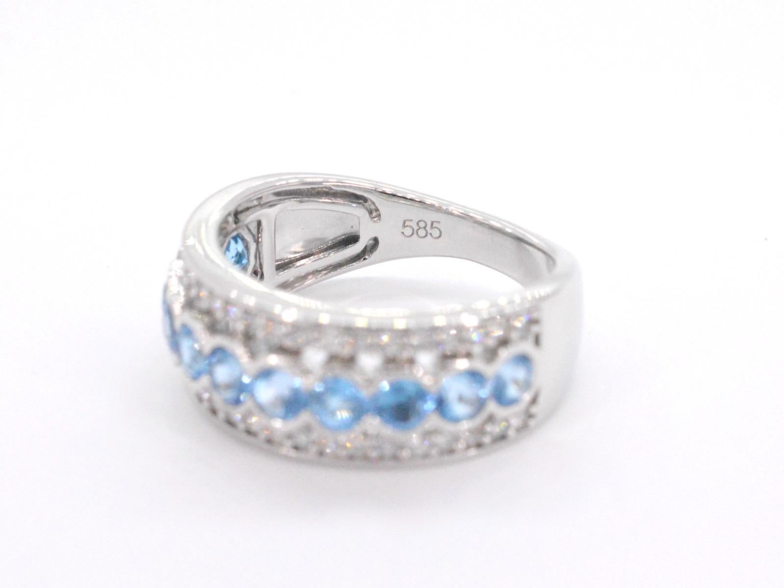 White gold pave ring with diamonds and topaz 1