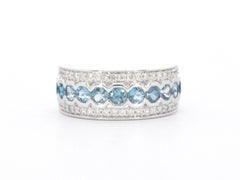 White Gold Pave Ring with Diamonds and Topaz