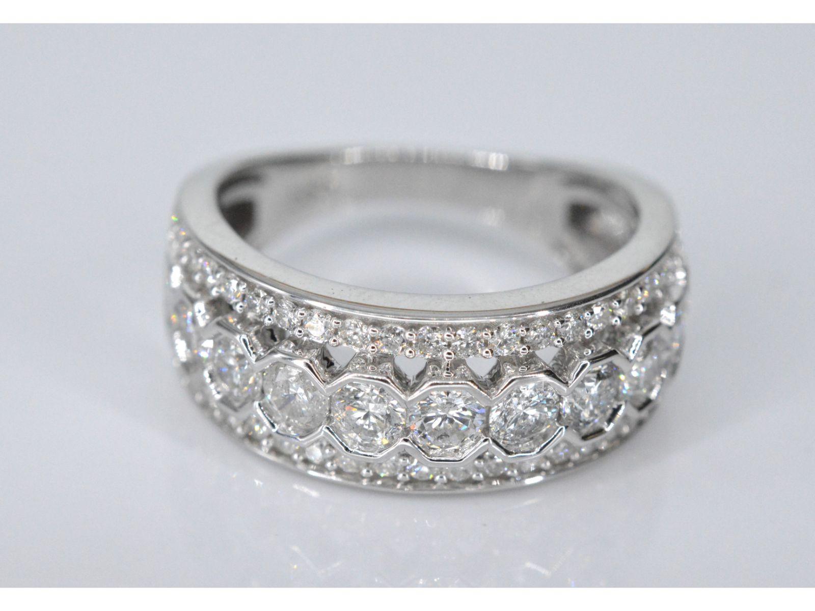 Contemporary White gold pave ring with diamonds For Sale