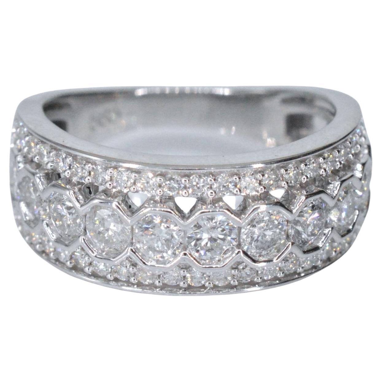 White gold pave ring with diamonds For Sale