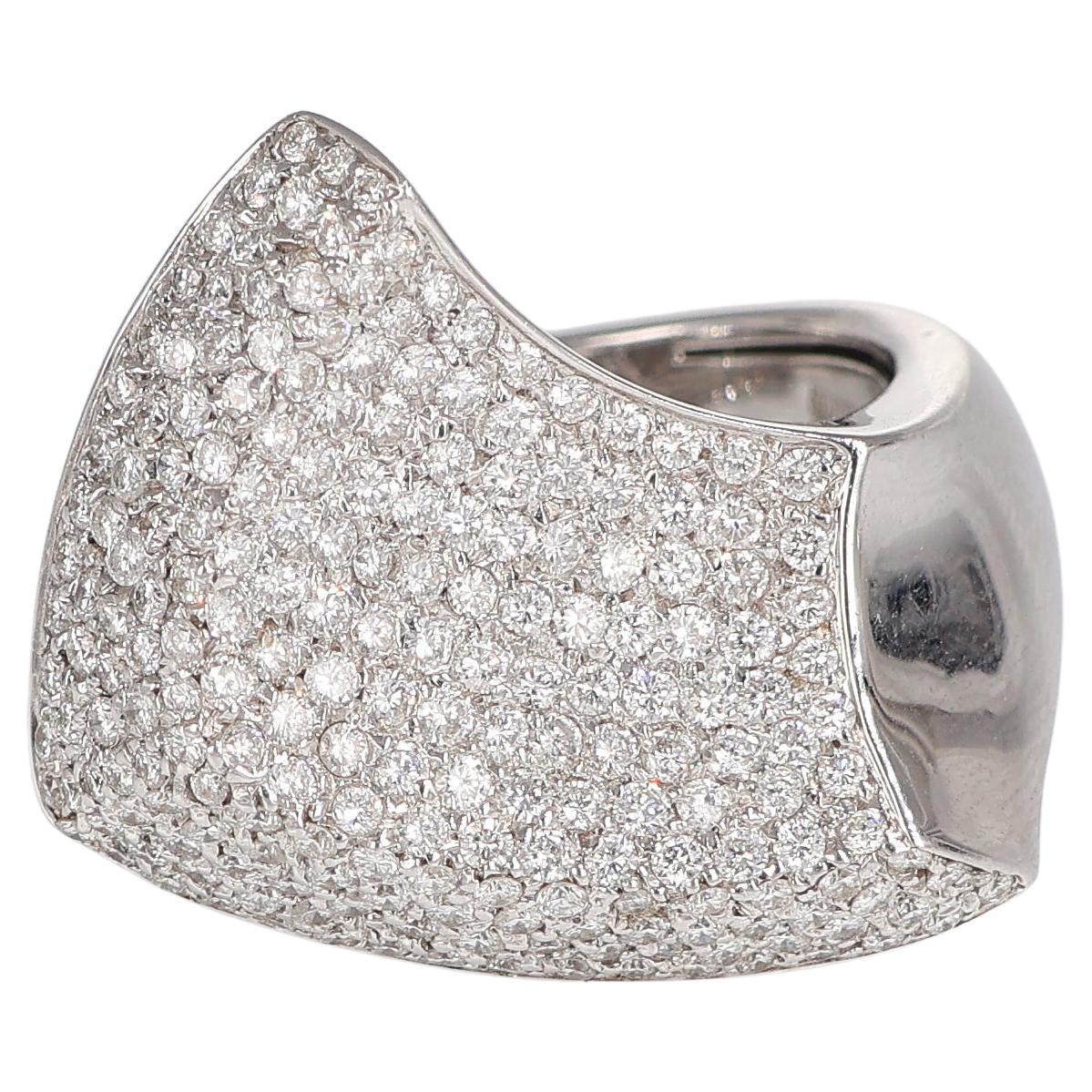 White Gold Pavé Sail Band Ring with Diamonds For Sale