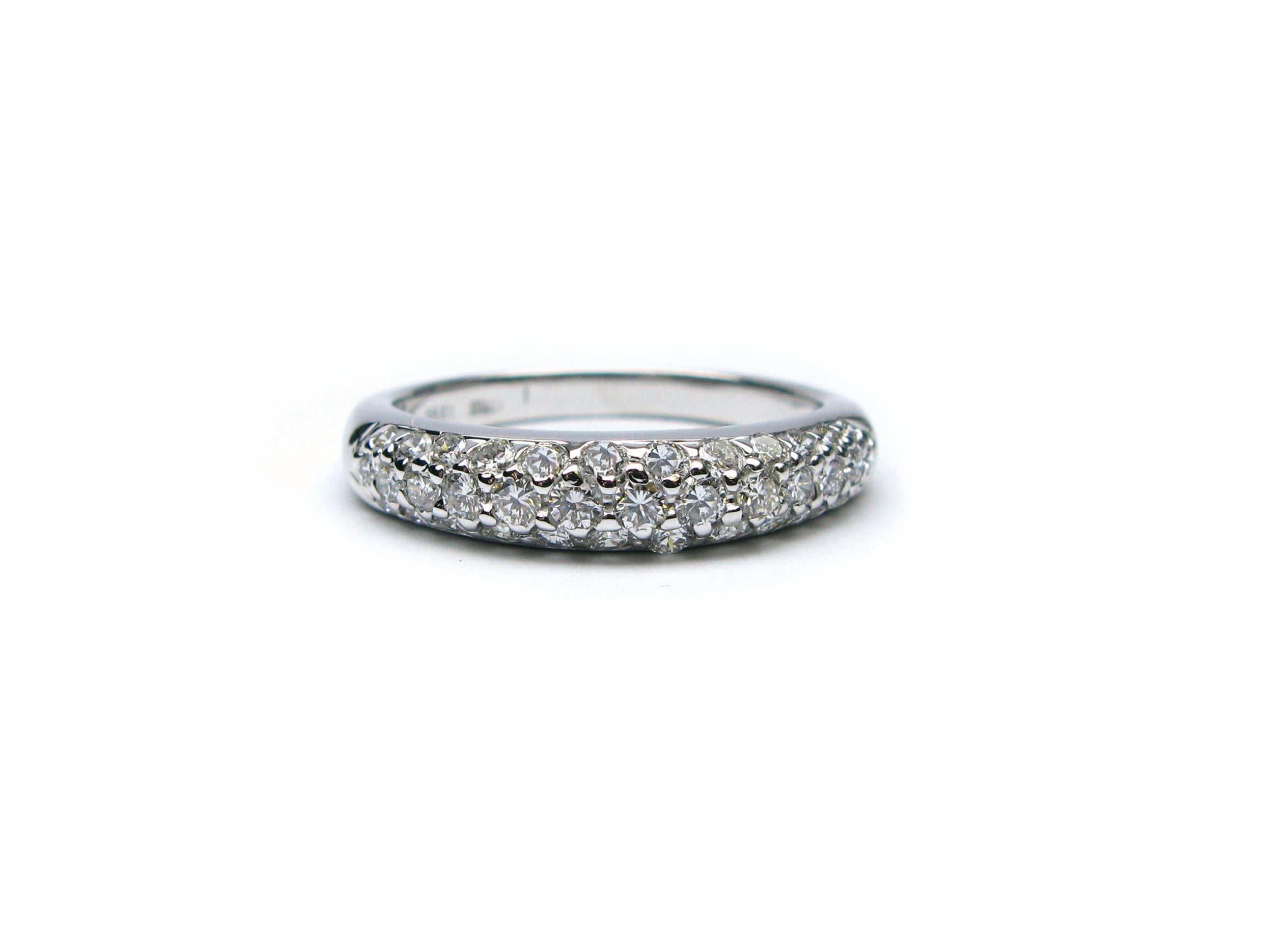 Round Cut 1.00 Carat White Gold Pave Wedding Band For Sale