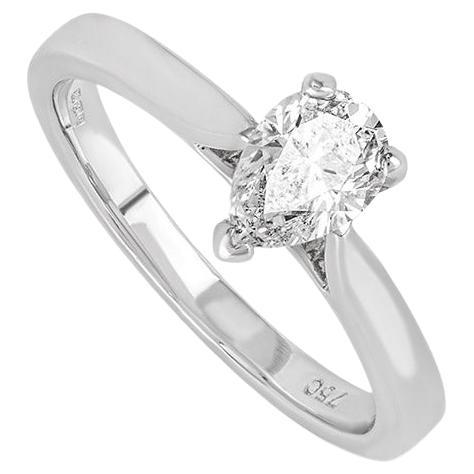 EGL Certified White Gold Pear Cut Diamond Ring 0.75ct H/SI2 For Sale