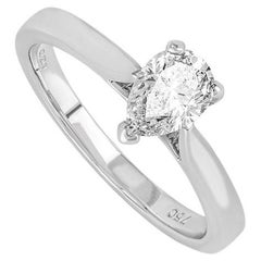 EGL Certified White Gold Pear Cut Diamond Ring 0.75ct H/SI2