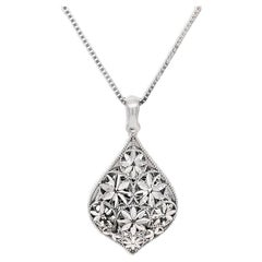 White gold pear drop pendant necklace