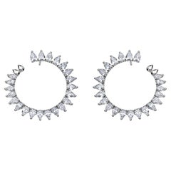 White Gold Pear Shape Diamond Circle Stud Earrings