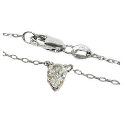 White Gold Pear-Shaped Diamond Solitaire Pendant Necklace, 0.34ct