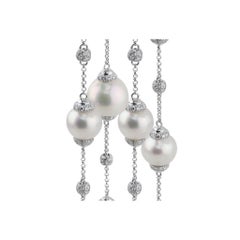 White Gold Pearl Diamond Necklace