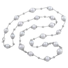 White Gold Pearl Diamond Necklace