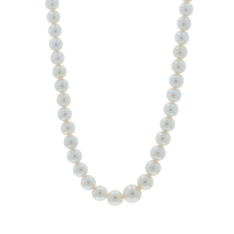 Contenu métallique : Or blanc 14k

Informations sur les pierres

Perles de culture

Style du collier : Brin gradué
Type de fermeture : Fermoir en forme d'hameçon

Mesures

Longueur : 18