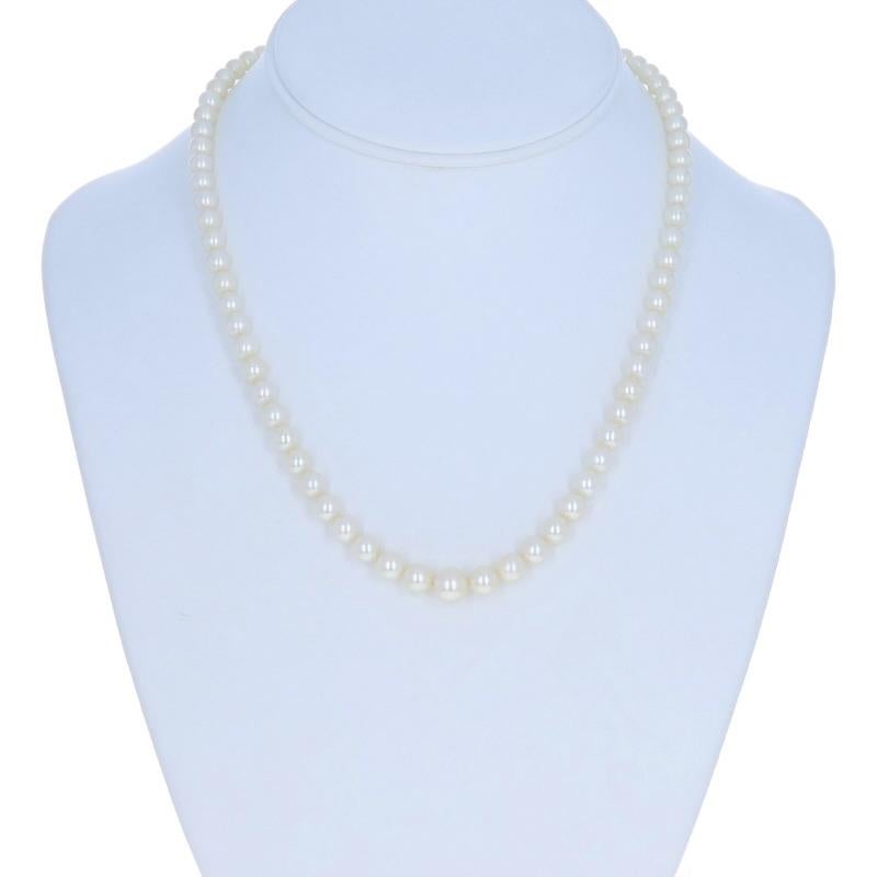Perle Collier en or blanc à perles graduées 18