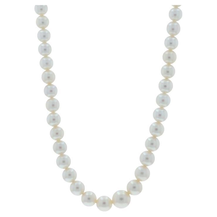Collana graduata di perle in oro bianco da 18" - 14k