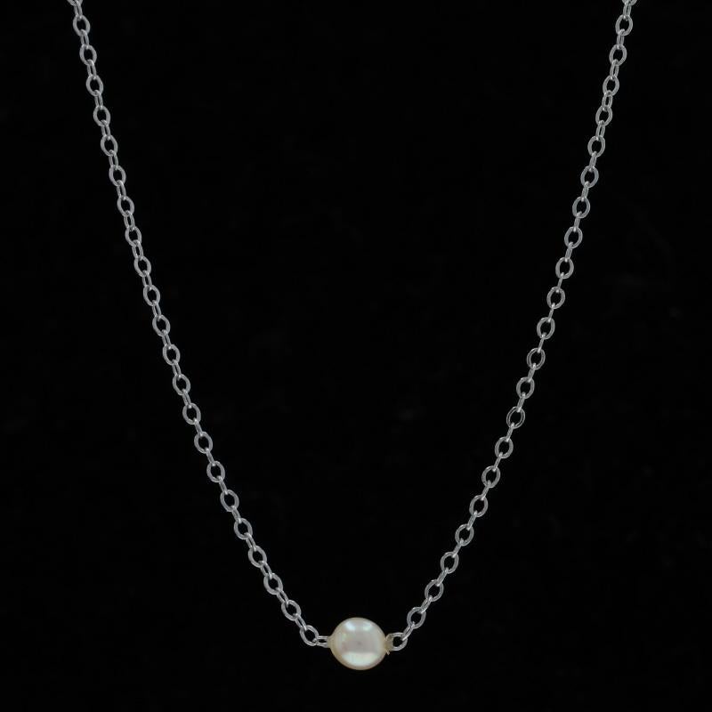 Weißgold Perle Solitär-Anhänger Halskette 18