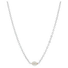White Gold Pearl Solitaire Pendant Necklace 18" - 14k