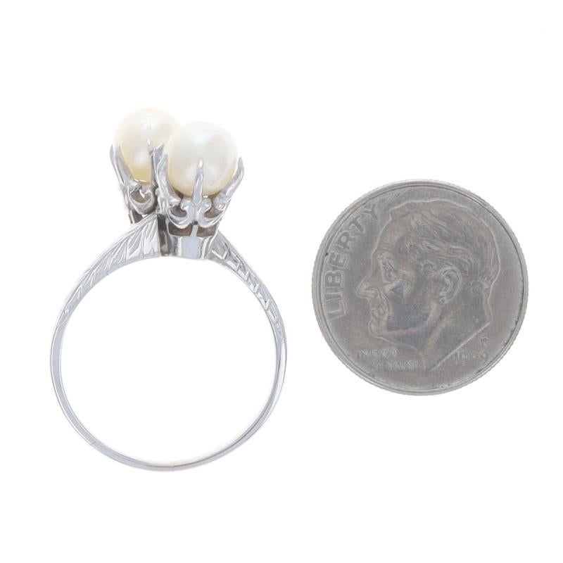 Anello Bypass a due pietre in oro bianco con perle Art Deco - 14k in vendita 1