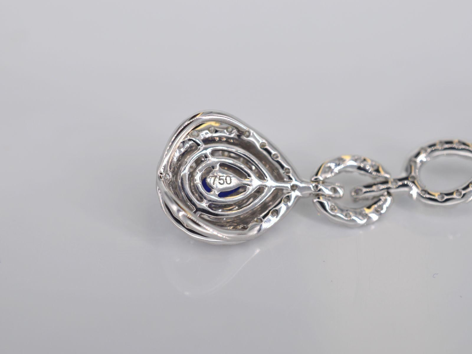 Brilliant Cut White Gold Pendant Set with Diamonds and Sapphires For Sale