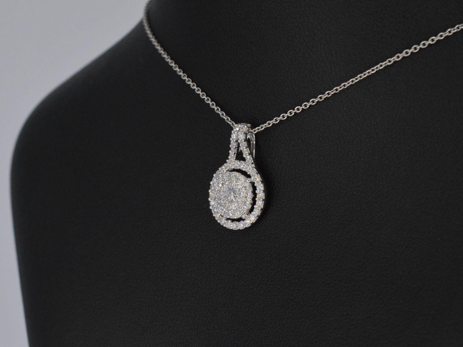 Contemporary White Gold Pendant Studded with Diamonds For Sale