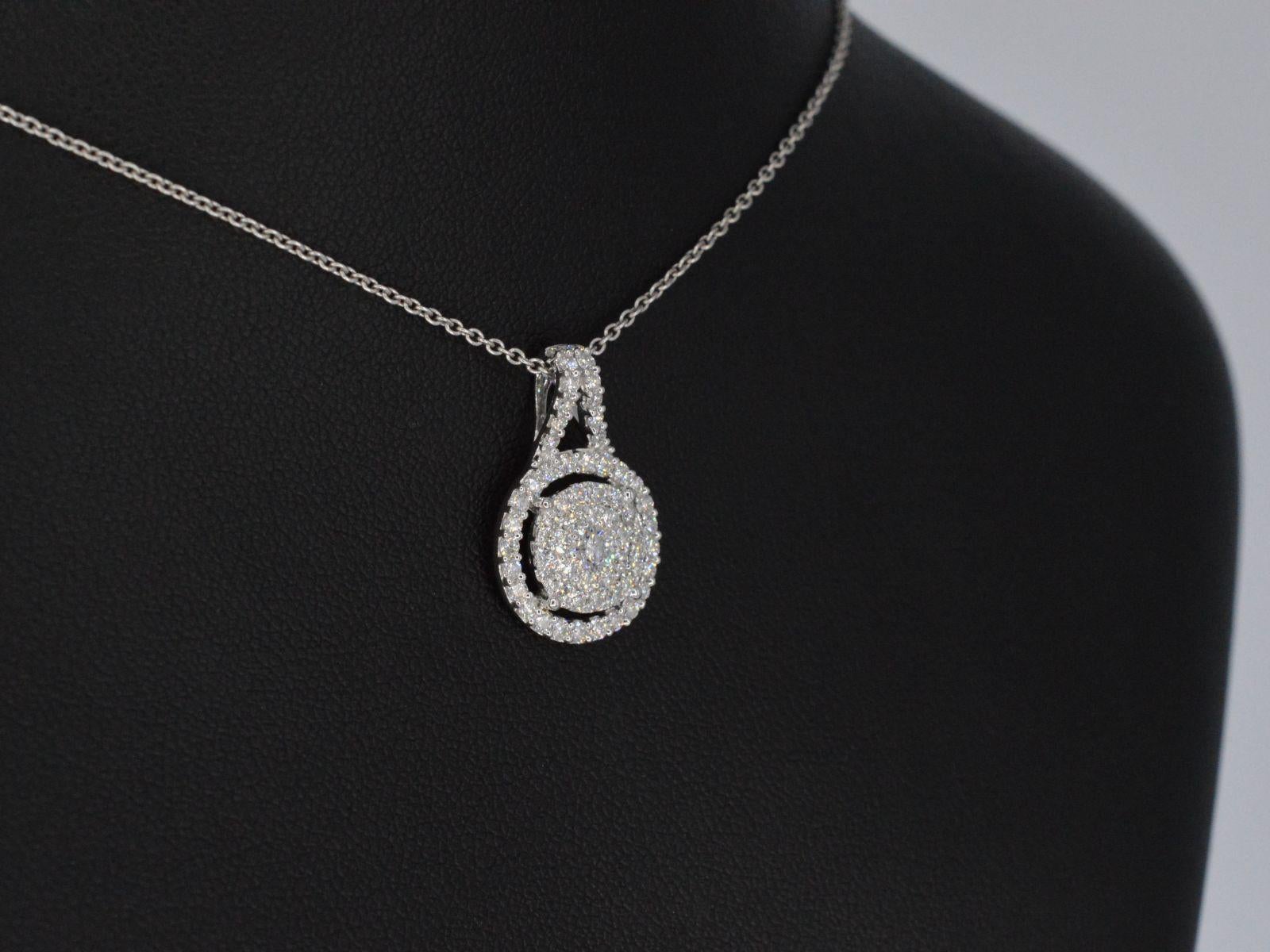 Brilliant Cut White Gold Pendant Studded with Diamonds For Sale