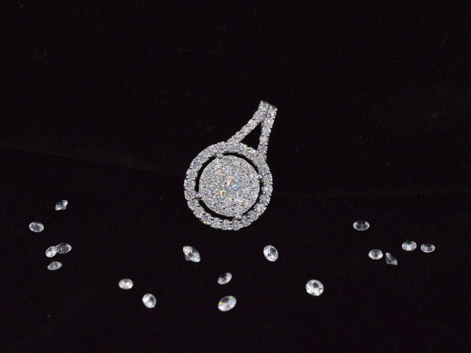 White Gold Pendant Studded with Diamonds For Sale 2