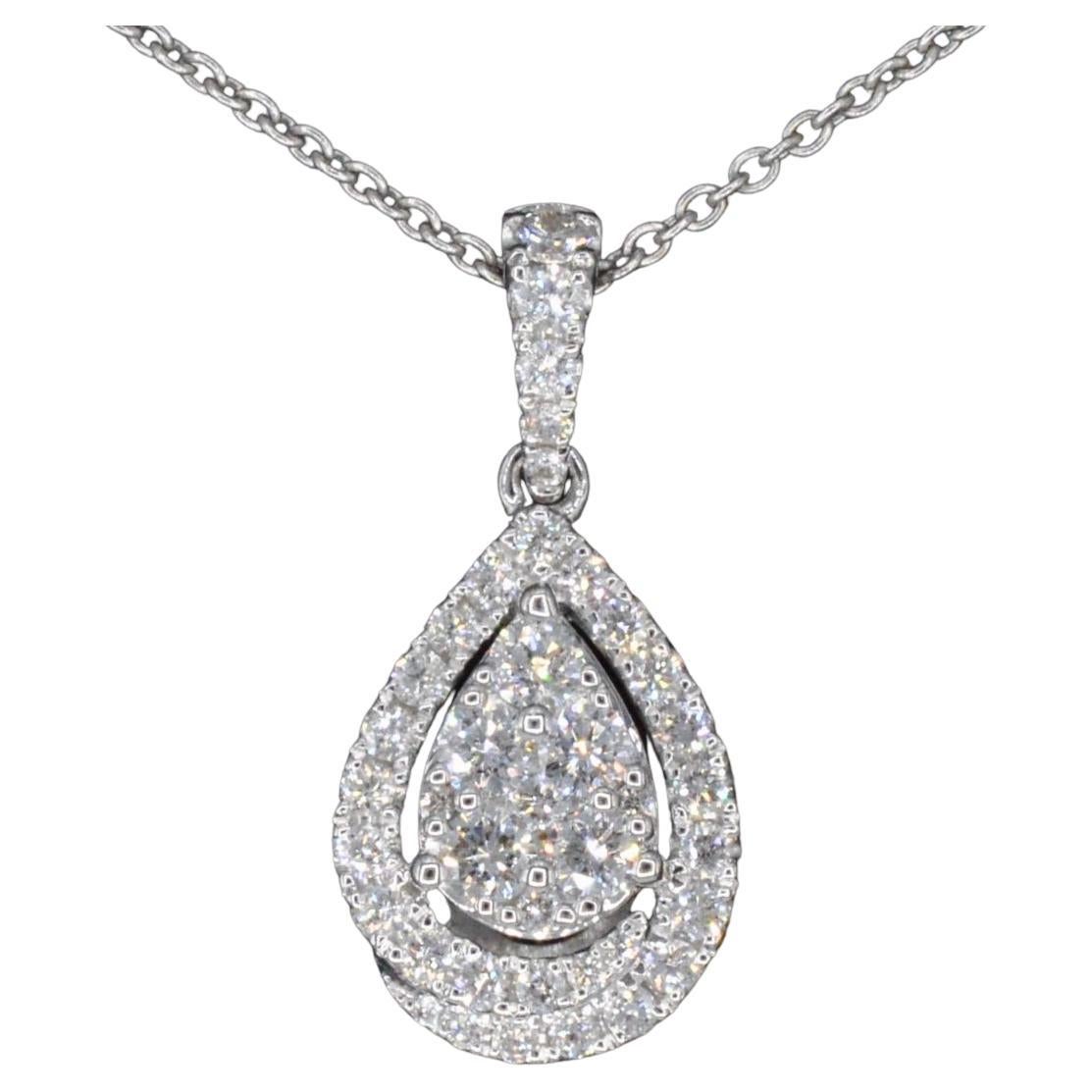 White Gold Pendant with Diamond Pear Shape For Sale