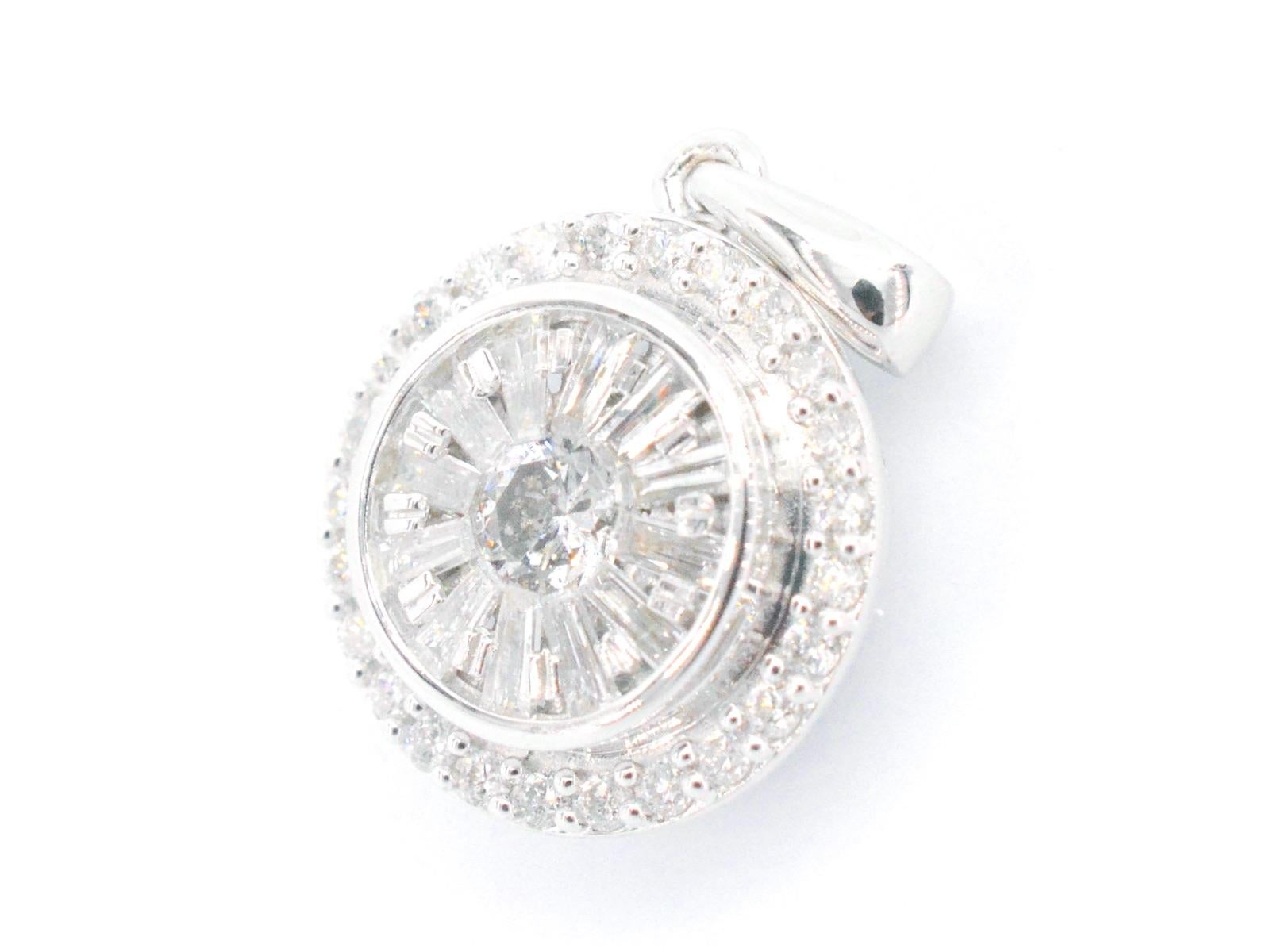 Contemporary White Gold Pendant with Diamonds 0.75 Carat For Sale