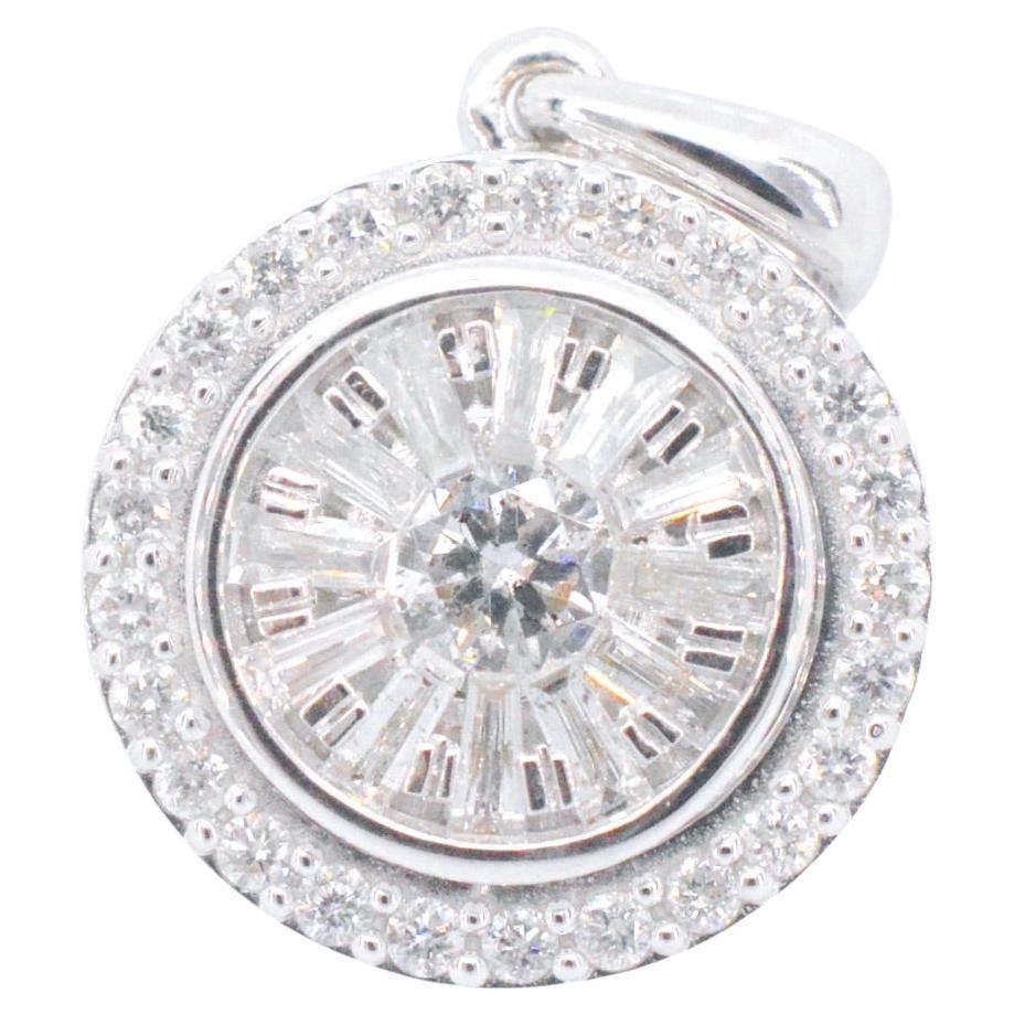 White Gold Pendant with Diamonds 0.75 Carat For Sale