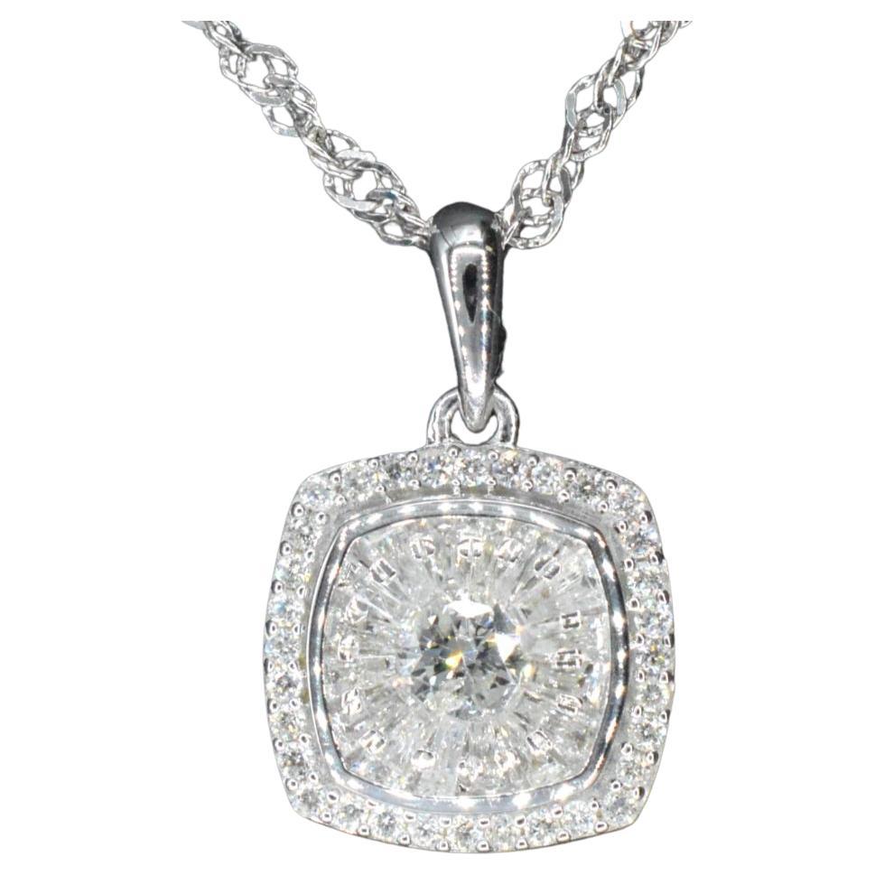 White Gold Pendant with Diamonds For Sale