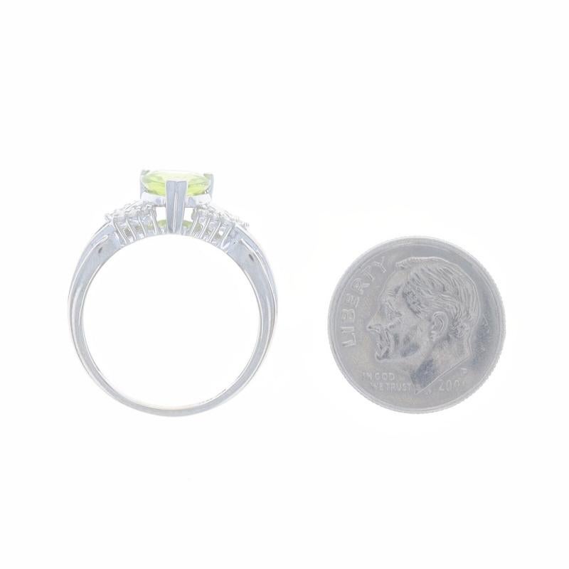 White Gold Peridot & Diamond Ring - 10k Pear 1.55ctw For Sale 1