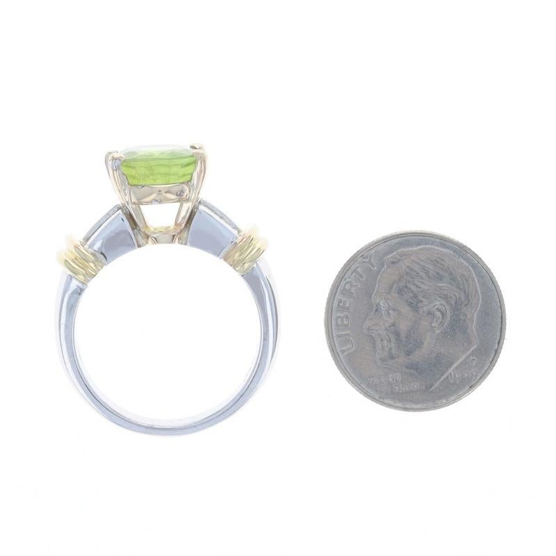 White Gold Peridot & Diamond Ring - 14k & 18k Oval 4.62ctw For Sale 1