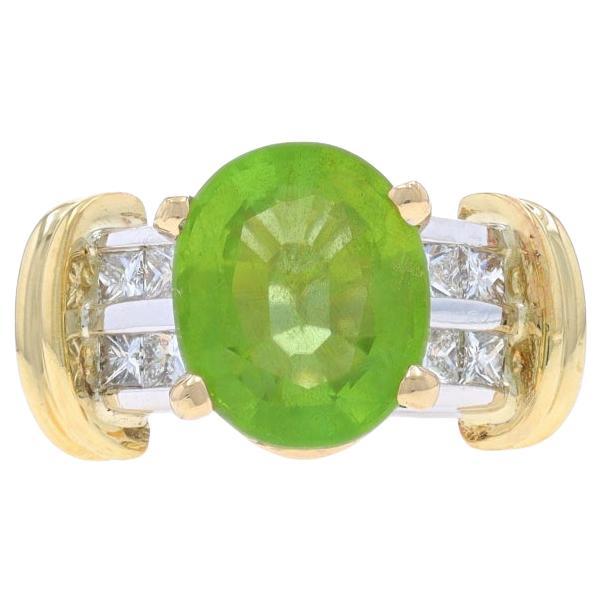 White Gold Peridot & Diamond Ring - 14k & 18k Oval 4.62ctw