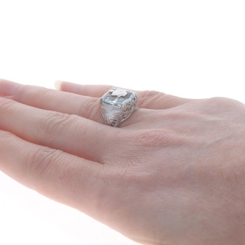 Phi Gamma Delta Ring 10k Aquamarin Rechteckiger, gemischter FIJI Fraternity, Weißgold Phi Gamma Damen im Angebot