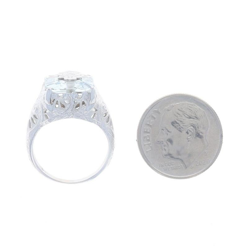 Phi Gamma Delta Ring 10k Aquamarin Rechteckiger, gemischter FIJI Fraternity, Weißgold Phi Gamma im Angebot 1
