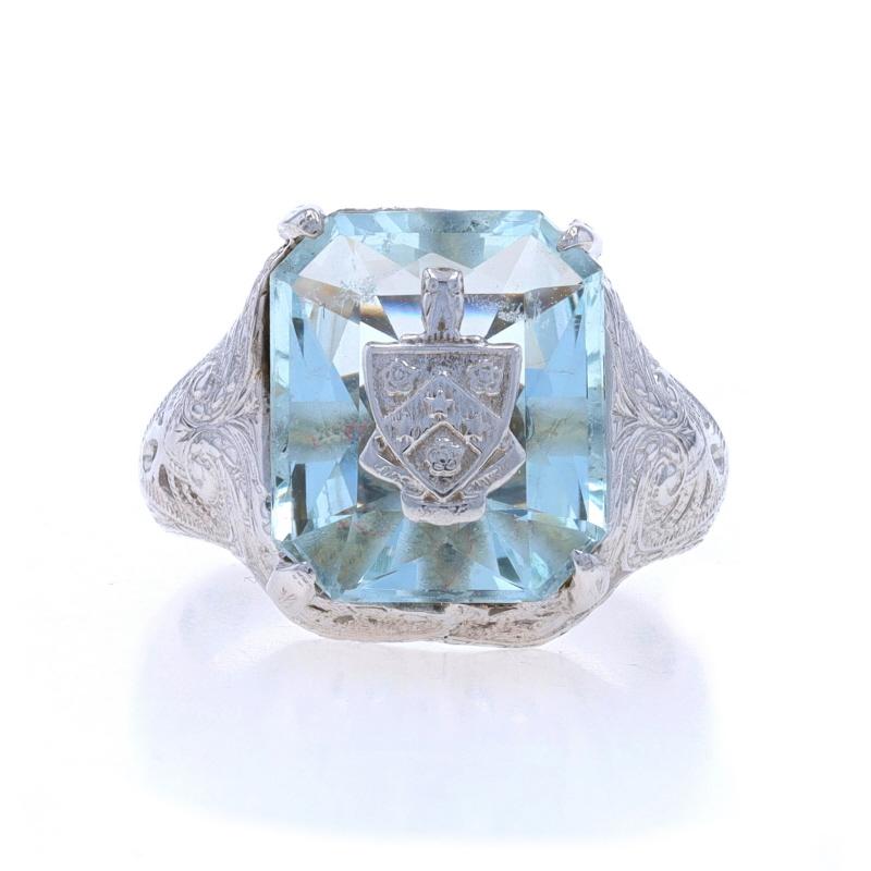 White Gold Phi Gamma Delta Ring 10k Aquamarine Rectangular Mixed FIJI Fraternity