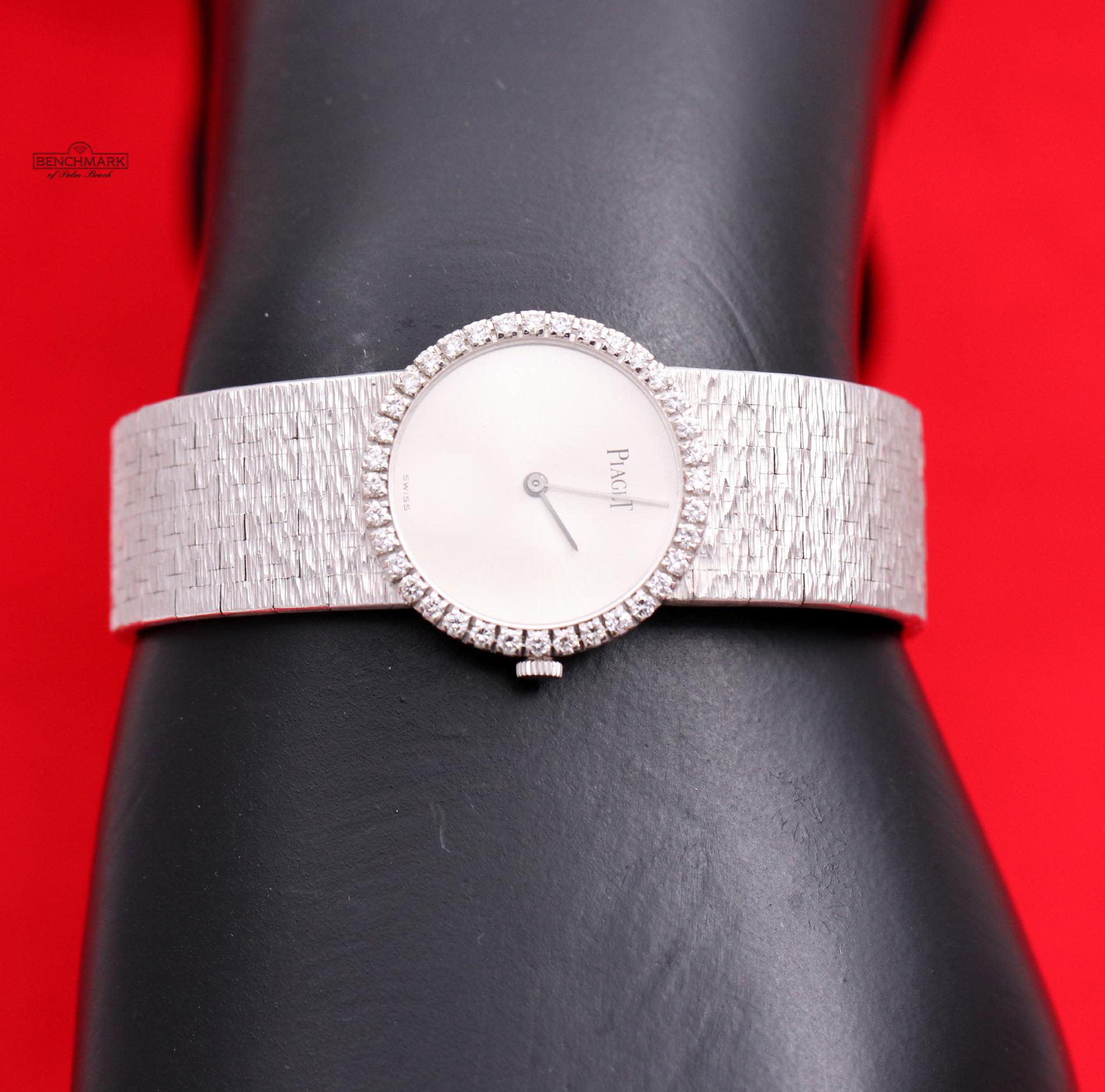 Women's White Gold Piaget with Diamond Bezel and Radial Dial
