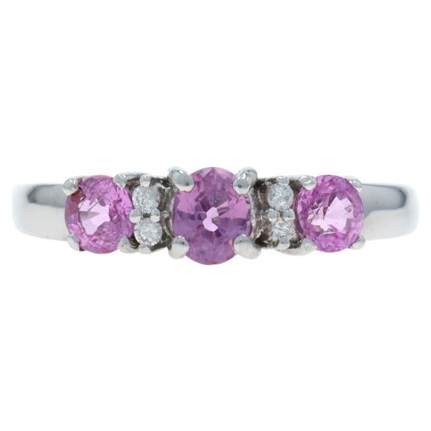 White Gold Pink Sapphire Diamond Ring - 14k Oval
Round 1.19ctw Three-Stone