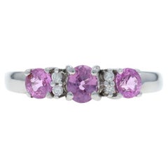 White Gold Pink Sapphire Diamond Ring - 14k Oval
Round 1.19ctw Three-Stone