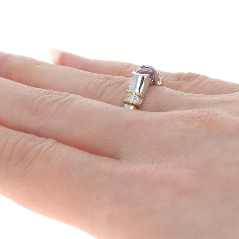 Women's White Gold Pink Sapphire and Diamond Ring, 14 Karat Round Cut .94 Carat