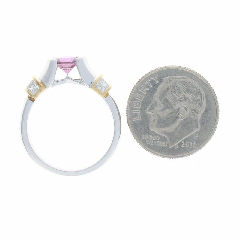 White Gold Pink Sapphire and Diamond Ring, 14 Karat Round Cut .94 Carat 2