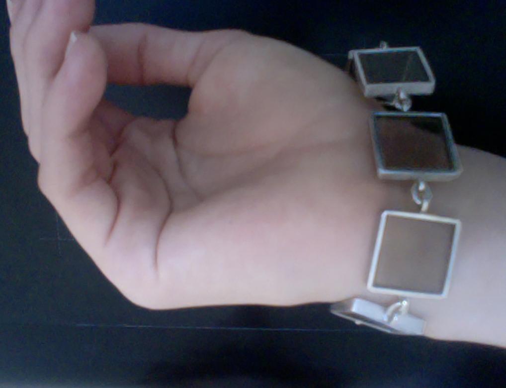 Bracciale A Link in argento sterling in stile Art Deco Quarzo fumé in vendita 6