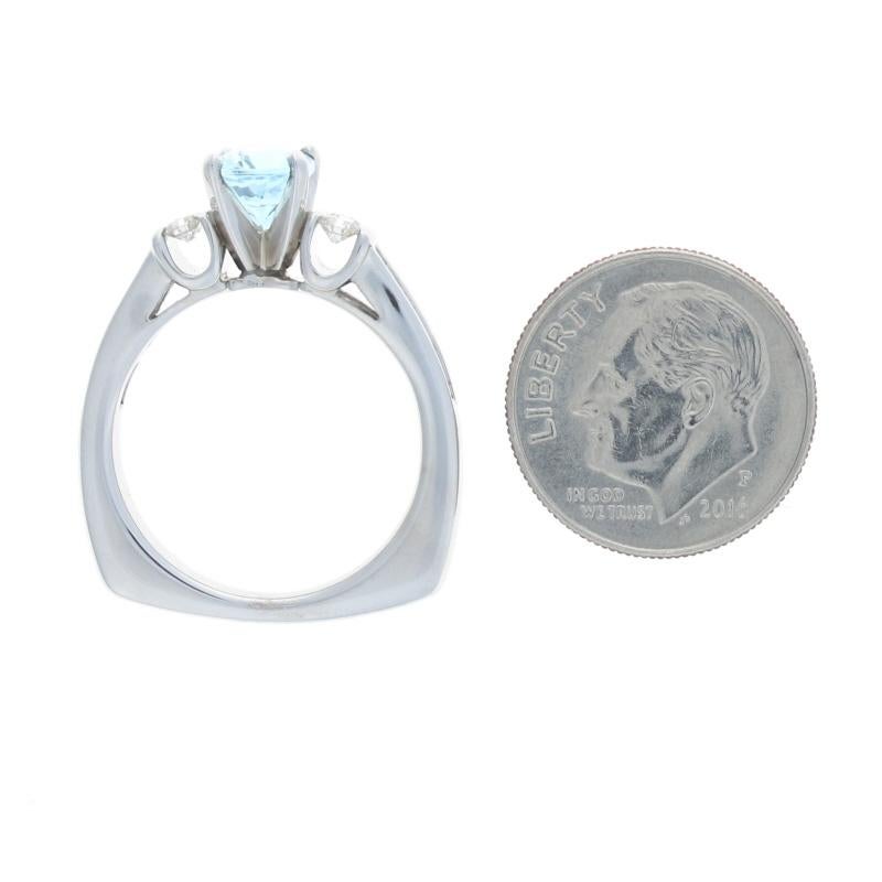 White Gold & Platinum Aquamarine Diamond Engagement Ring -18k 2.19ctw Euro Shank In Excellent Condition For Sale In Greensboro, NC
