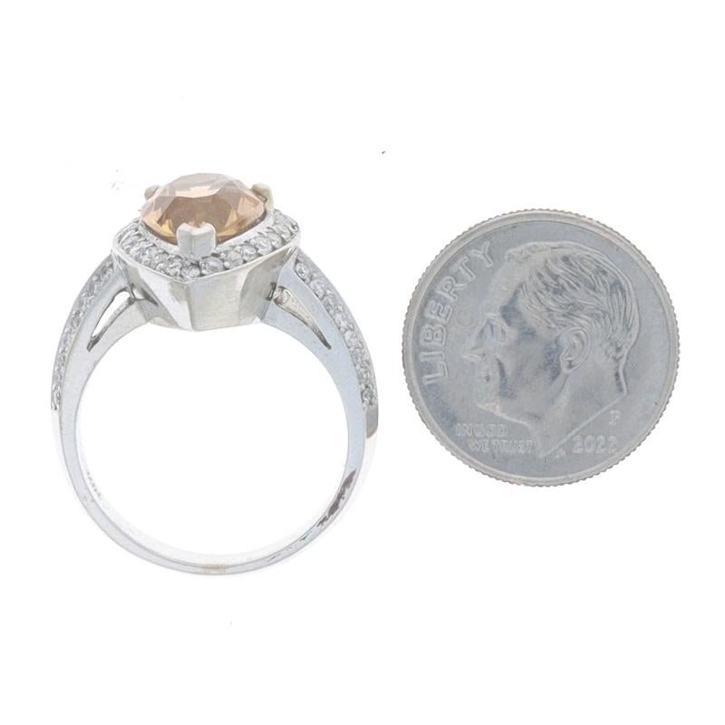 Women's White Gold Precious Topaz & Diamond Halo Ring - 14k Pear 2.82ctw Knife-Edge For Sale