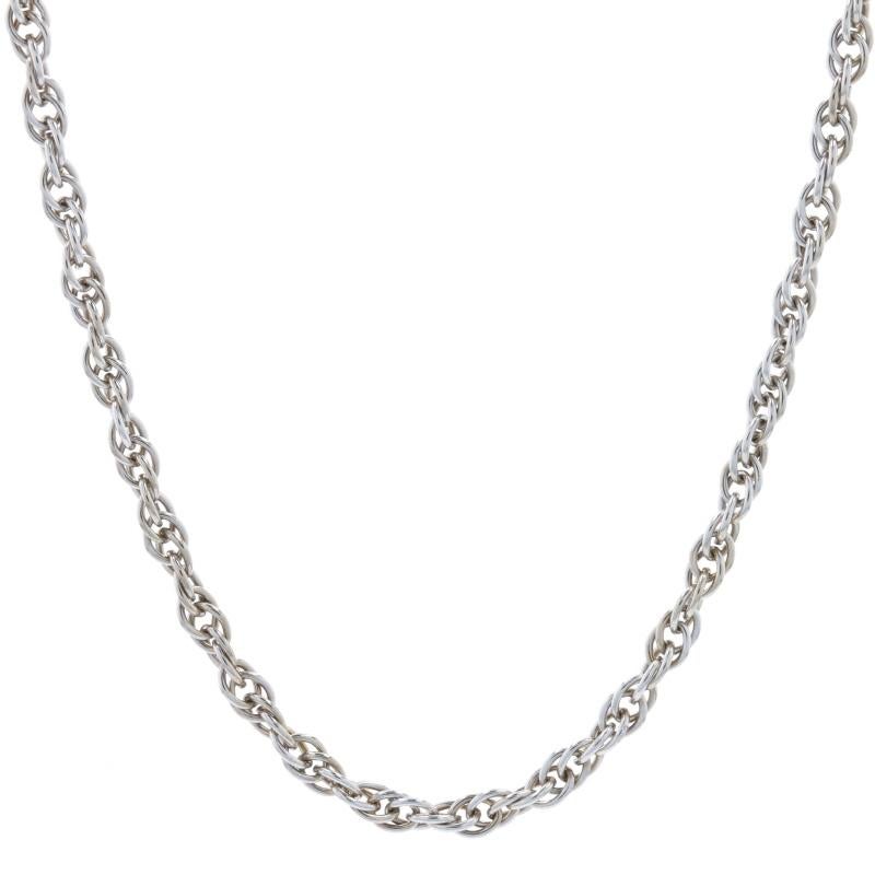 Metal Content: 14k White Gold

Necklace Style: Chain
Chain Style: Prince of Wales
Closure Type: Spring Ring Clasp

Measurements: 
Length: 18 1/4