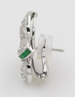 Graff White Gold Princess Butterfly Diamond and Emerald Stud Earrings