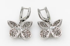 Graff White Gold Princess Butterfly w/ Diamonds and Light Blue Sapphire Earrings