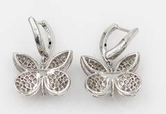 Graff White Gold Princess Butterfly w/Diamonds &  Pink & Purple Sapphire Earring