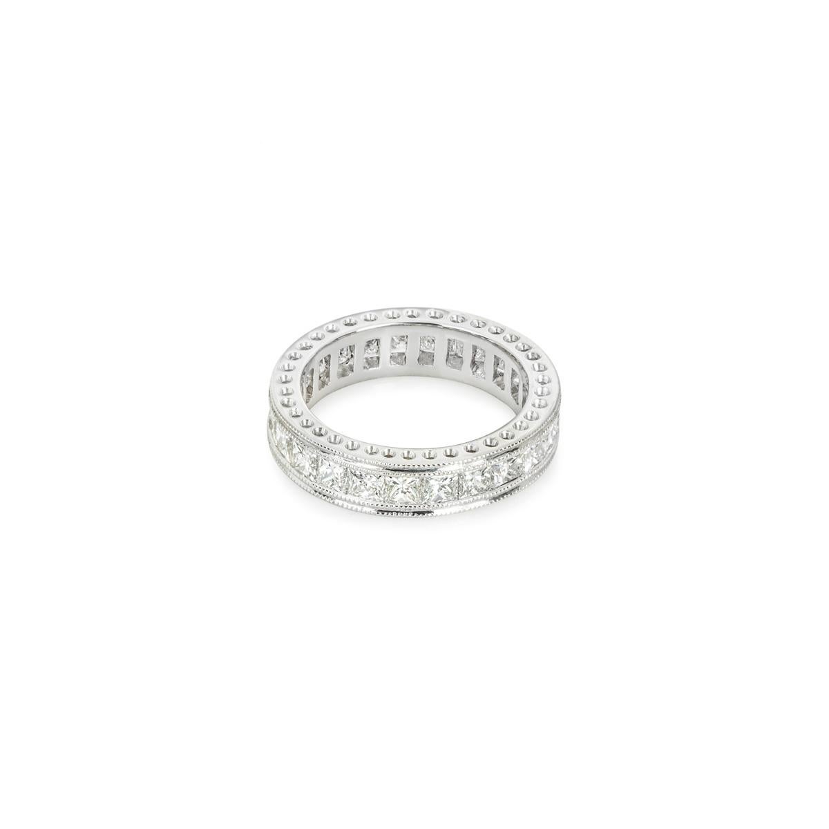Women's White Gold Princess Cut Diamond Full Eternity Ring 2.00 Carat TDW For Sale